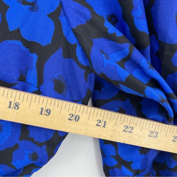 Jason Wu Shift Dress Ruffle V-Neck Black Blue Floral Lightweight Tie Waist XL - Picture 5 of 8